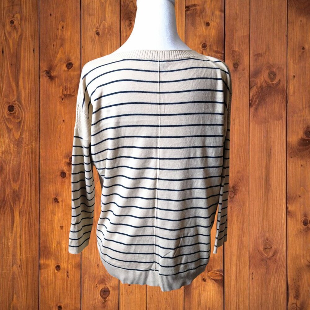 CLUB MONACO Striped Silk Blend 3/4 Sleeve Sweater Pocket Size Small Pullover - Picture 7 of 7